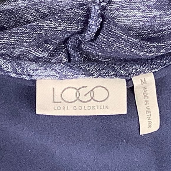 Logo Lori Goldstein Open Front Vest Cardigan Tunic Top M Blue Suede Stretch - Picture 5 of 14